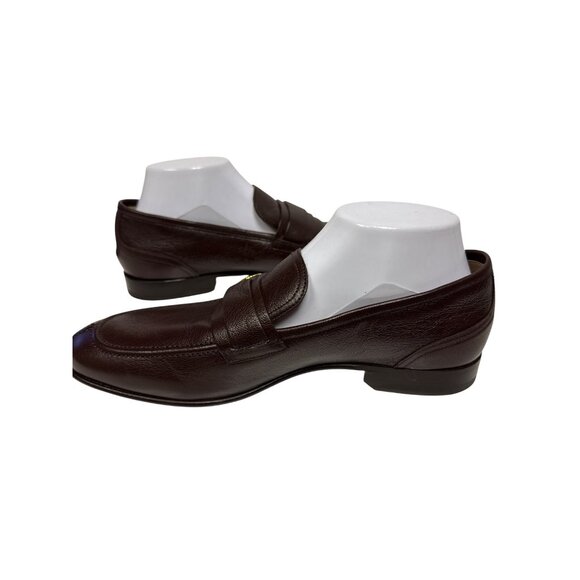 Bally Suisse Men's Loafer Logo Calf Leather Brown Slip On Block Heel Size 8 NEW - Picture 8 of 14